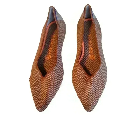 Rothy's The Point Wool Blend Cognac Chevron Ballet Flats Women’s US 7.5 EU 38 - Picture 1 of 10